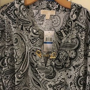 Brand New MK Paisley Print Black/White Blouse