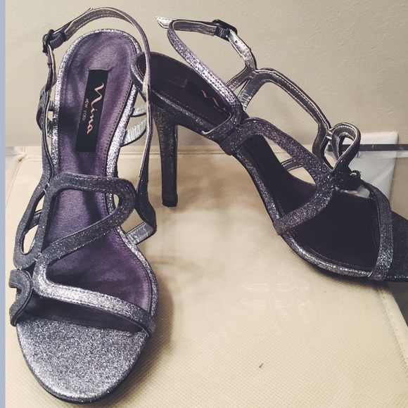 Grey Sparkled Nina Heels size 9!