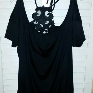 Dereon Black Cold Shoulder Top