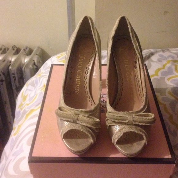 Juicy Couture Shoes - Peep toe heels with a bow.