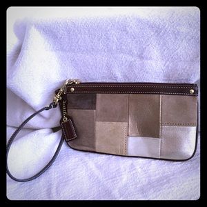 Coach Leather & Suede Patchwork Wristlet