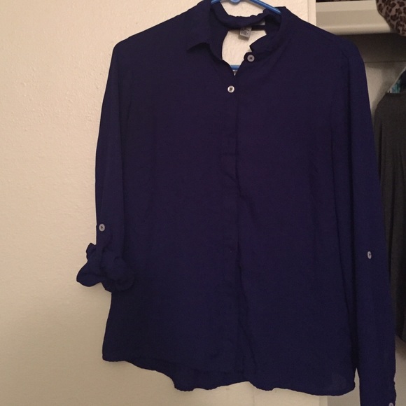 Navy blue button up blouse