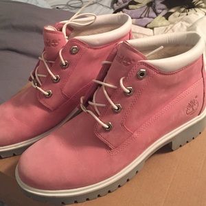 Pink timberland boots