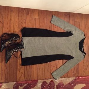 Long sleeve black and white dress