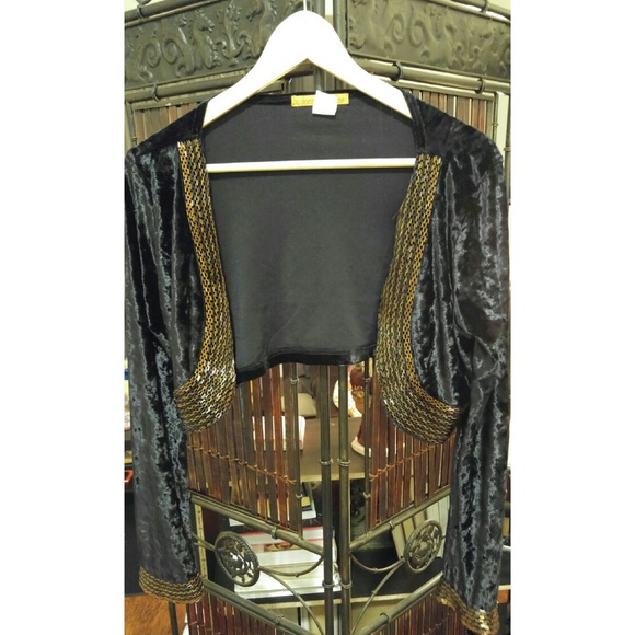 Black velvet shrug with beaded embellishment