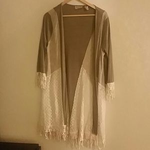 Green/grey with lace sweater