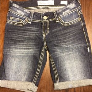 BKE, dark wash above knee shorts