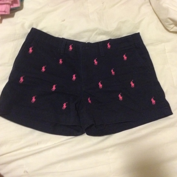 navy Ralph Lauren shorts with pink horses