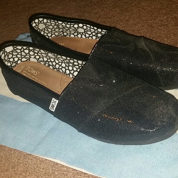 Black Glitter Toms
