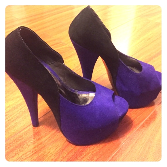 Black-Purple Suede Platforms