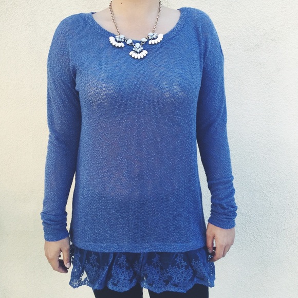 Lace Trim Sweater Top