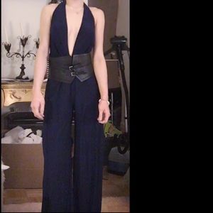 Gracia deep plunge jumper navy blue