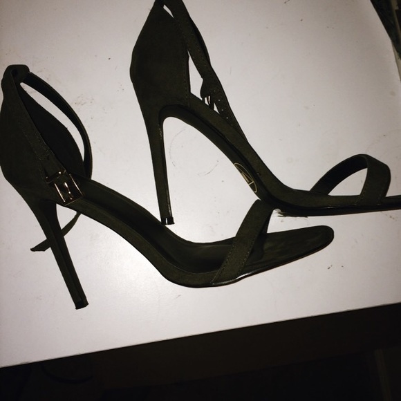 Misguided khaki strappy heels