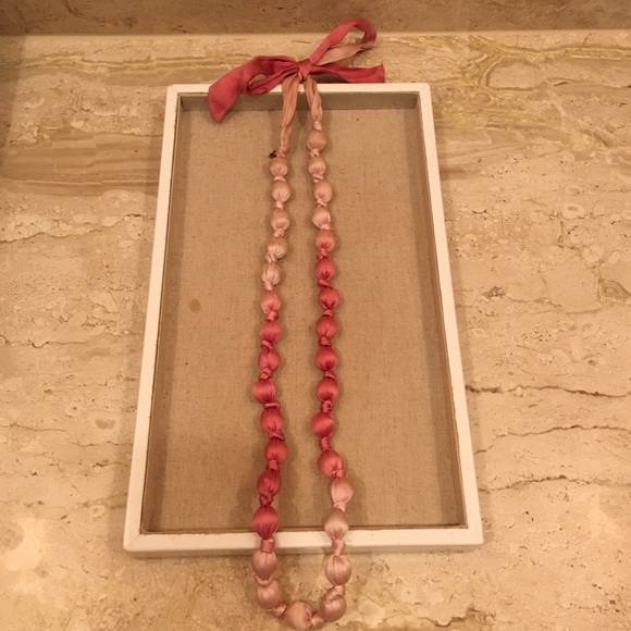 Stella & Dot pink silk necklace