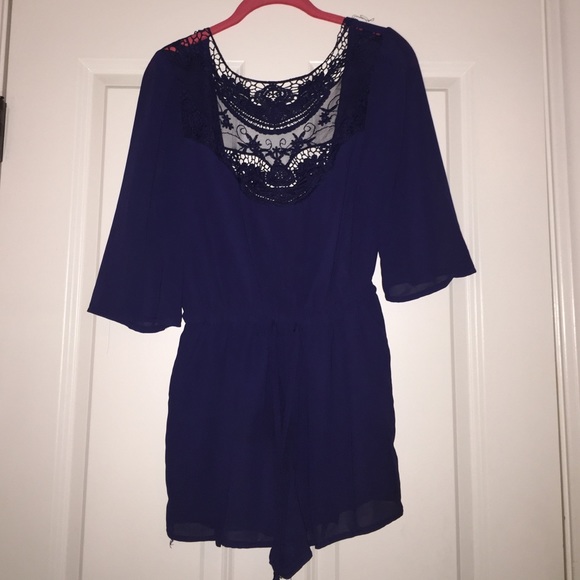 Lace/ open back romper