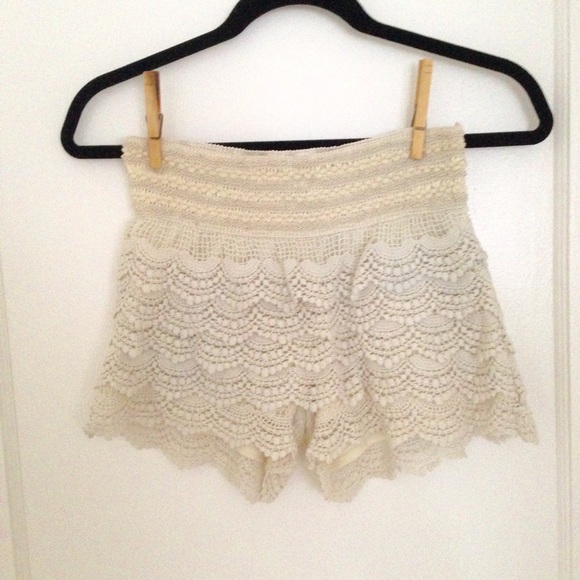 Cream Crochet Shorts