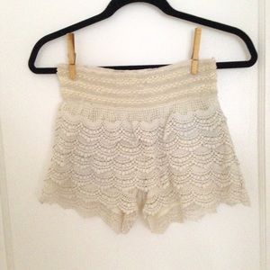 Cream Crochet Shorts