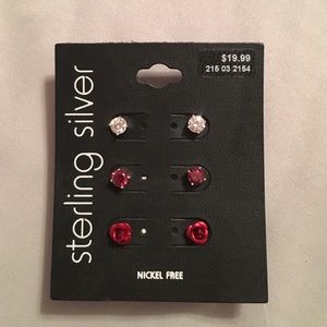 Set of three sterling silver earrings