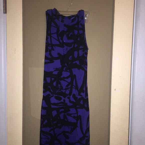 Royal blue and black Graffiti maxi dress. - Picture 1 of 4