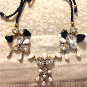 J. Crew tie-on black and crystal necklace