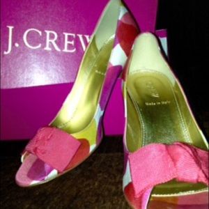 J. Crew Liza Patterned Peep-toe Pump