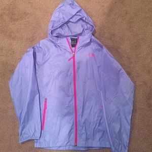 Purple and Pink Northface rain jacket