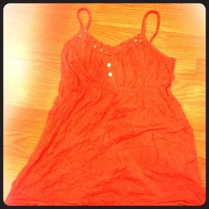 Spaghetti strap sequins coral tank top