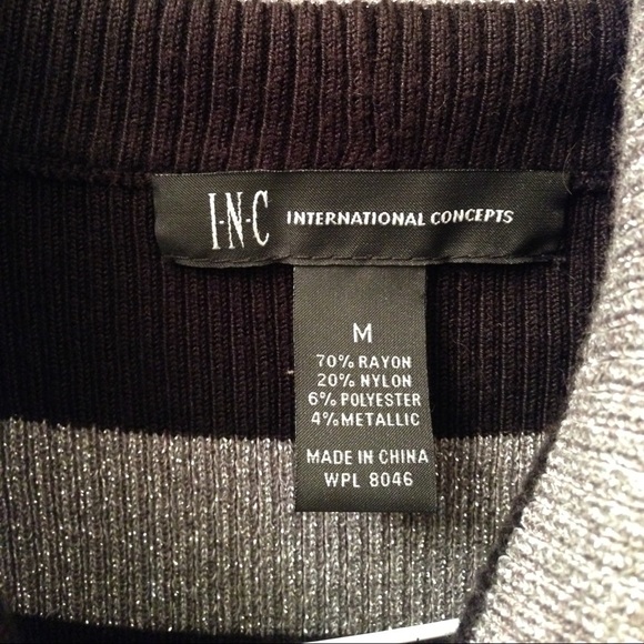 🎉 INC black and silver turtle neck with pockets - Picture 3 of 3