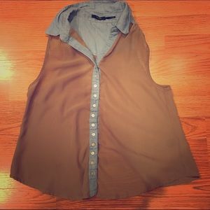 Tan button up