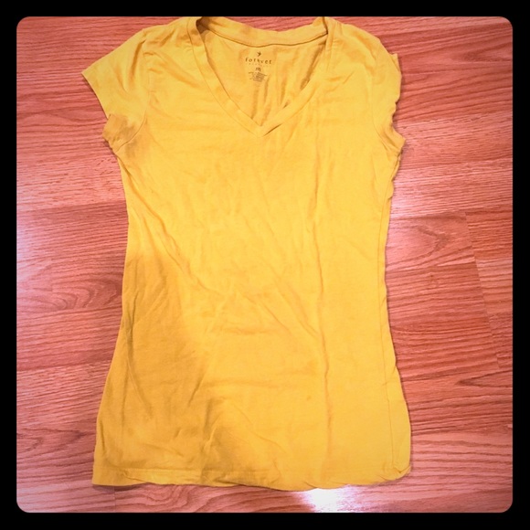 Yellow forever 21 short sleeve v neck