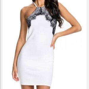 White black lace detailed dress