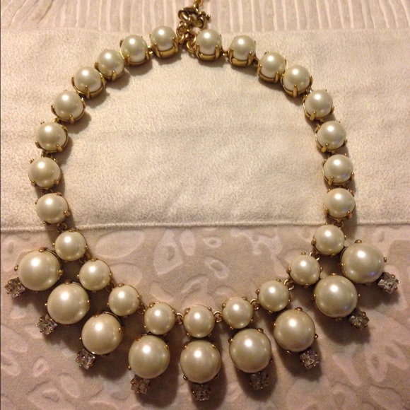 J. Crew pearl and crystal statement necklace - Picture 1 of 4