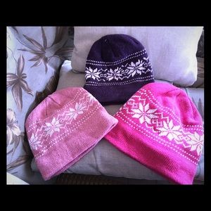 3 purple and pink beanies new!