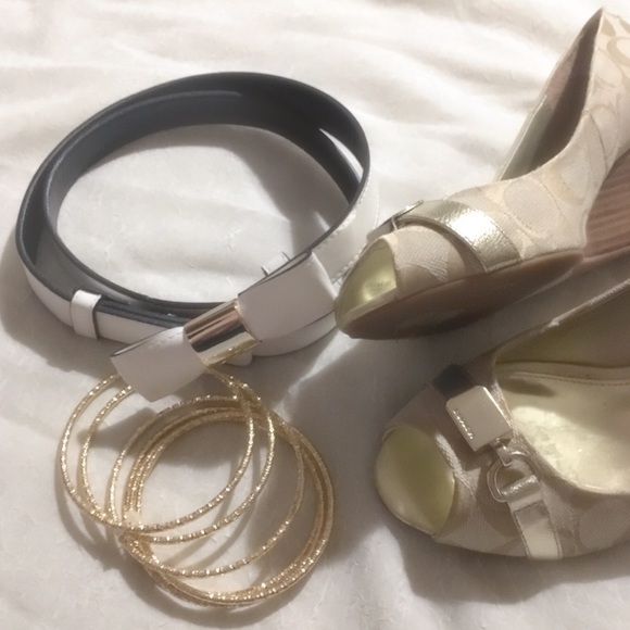 White & Gold bow belt