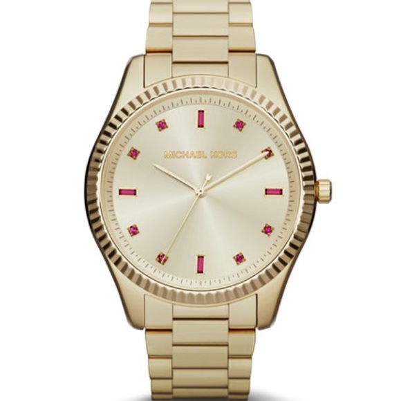 $225Authentic Michael Kors Gold Pink crystal Watch - Picture 2 of 2