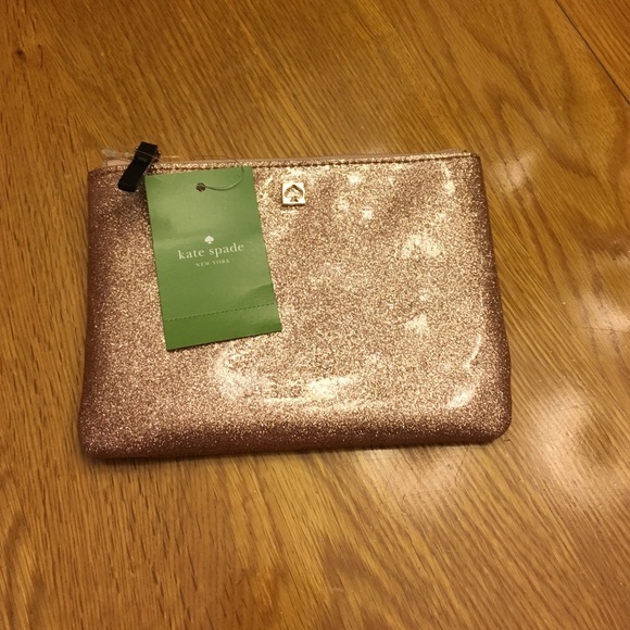 kate spade Handbags - NWT, Kate Spade Mini Pouch, sparkling rose gold 😍