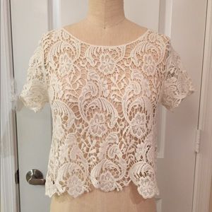 BCBGeneration Cotton Lace Crop Top