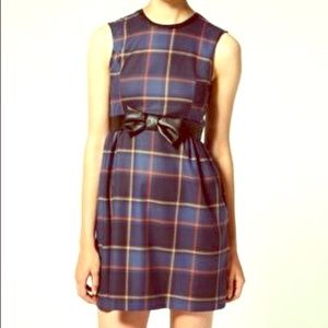 Size 2 ASOS Plaid Dress with black leather bow.