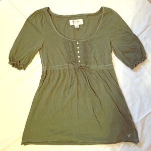 American Eagle Olive Cotton Blouse