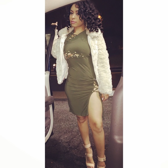 Beautiful laced up Green dress 🙃