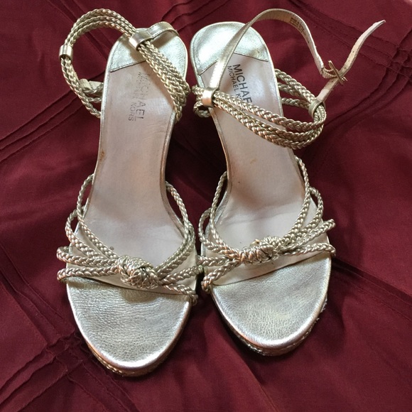 Michael Kors Gold Rope Platform Wedge Sandals