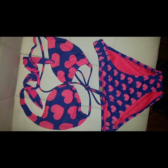 Victorias secret bikini pink and blue hearts