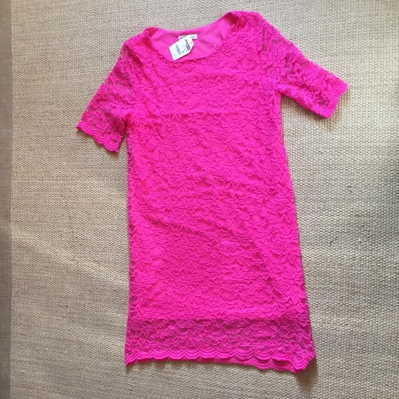 Hot pink lace dress