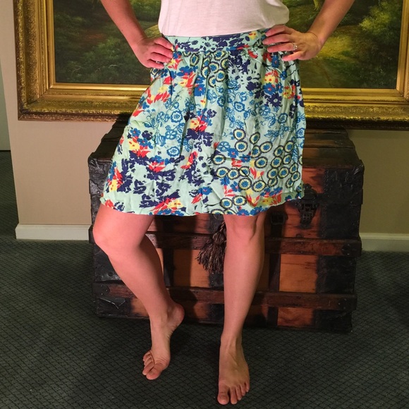 Mossimo Colorful Print Midi Skirt