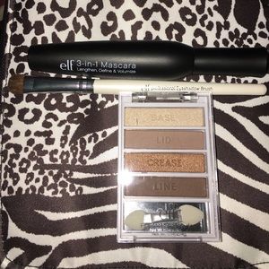 Elf mascara, eyeshadow brush and eyeshadow