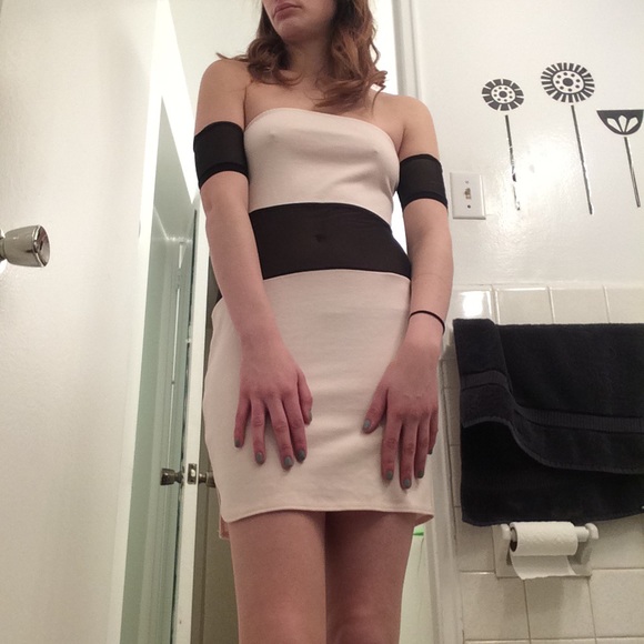 tube top with sleeve fitted dress