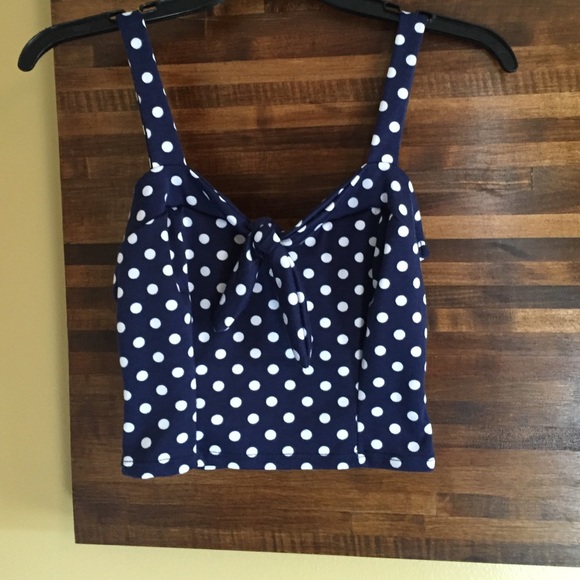 Navy polka dot crop top
