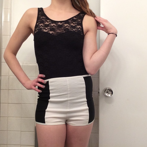 Black lace drop back body suit