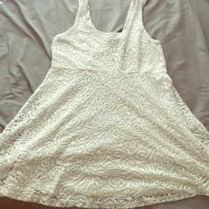 white textured skater dress