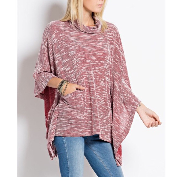 "Asking for Roses" Poncho Cowl Neck Cape Top - Picture 2 of 4